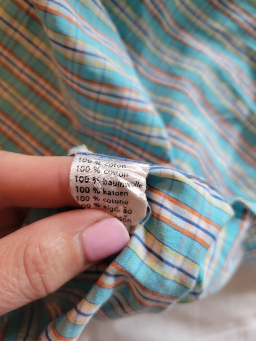 Lacoste 100% Cotton Teal Blue Yellow Plaid Button Down Long Sleeve Shirt Size L - Picture 9 of 16